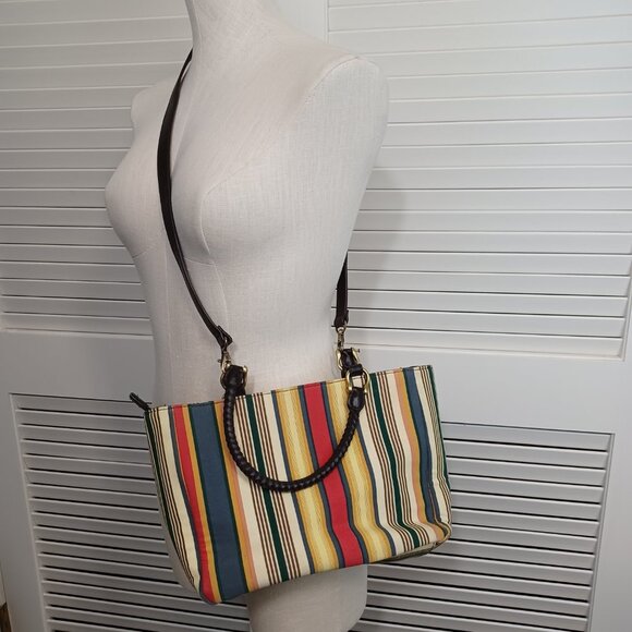Relic Purse Striped Crossbody Satchel Tote Bag Colorful - Picture 9 of 9